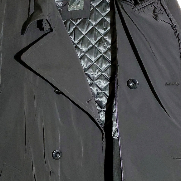 Bugatti Black Trench Coat - Size 44R - Picture 4 of 16